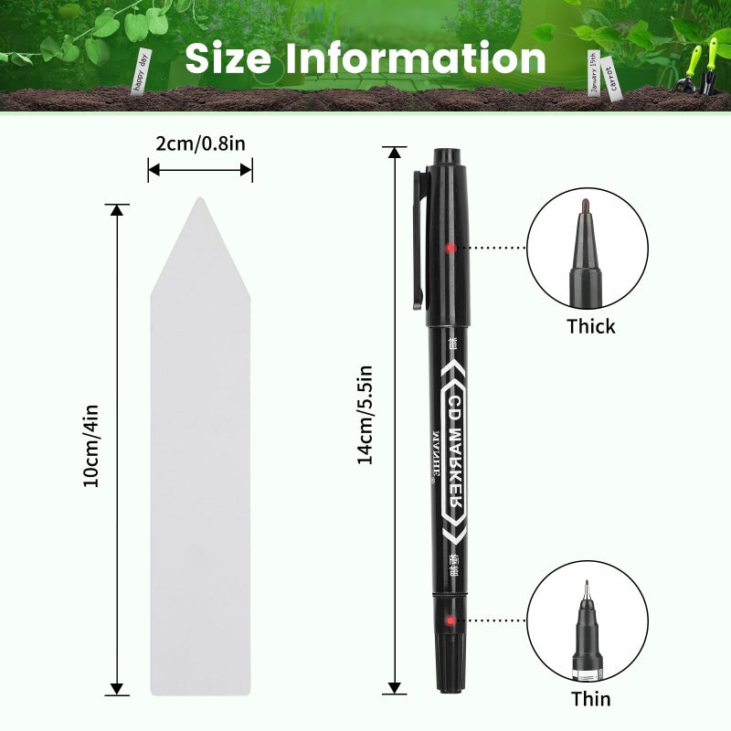 KINGLAKE 100 Pcs 4 Inch Plastic Plant Garden Labels Pot Marker Nursery Garden Stake Tags White - Image 2